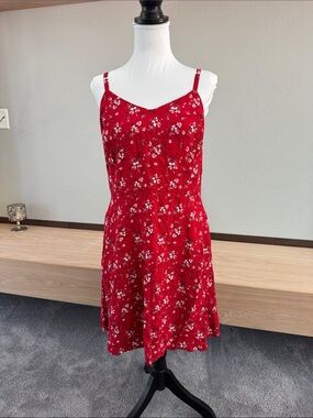 Maurices Red Floral Spaghetti-Strap Mini Dress - EUC